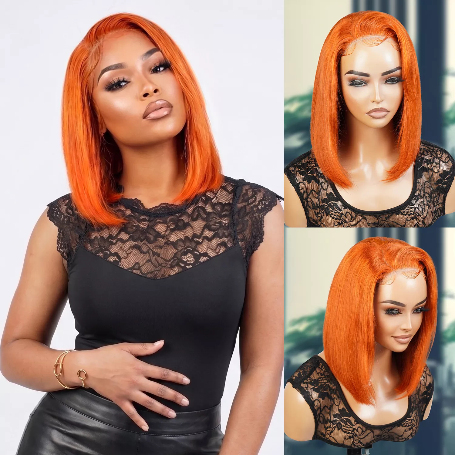 100% Human Hair Wear and Go Pre Cut Pre Plucked Glueless 5×5 Lace Wig 350 Bob 10″