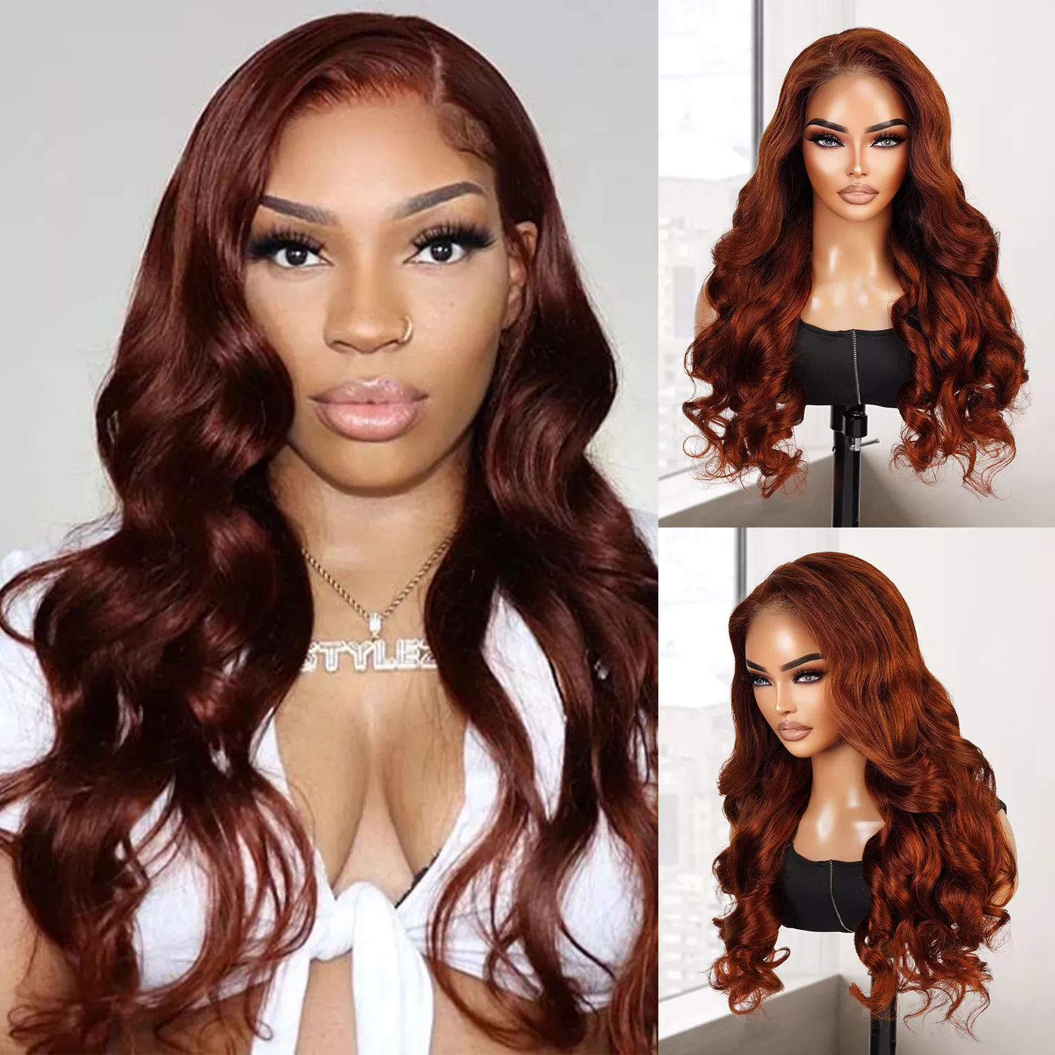 100% Human Hair Wear and Go Pre Cut Pre Plucked Glueless 7×5 Closure Wig Body Wave #33 24″