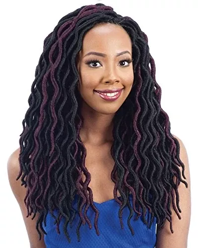2X LARGE SOFT WAVY FAUX LOC 16″ (99J) – Freetress Synthetic Crochet Braid Dread Locks