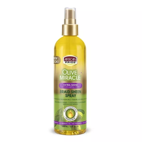 AFRIACAN PRIDE OLIVE OIL MIRACLE BRAID SHEEN SPRAY EXTRA SHINE 12oz
