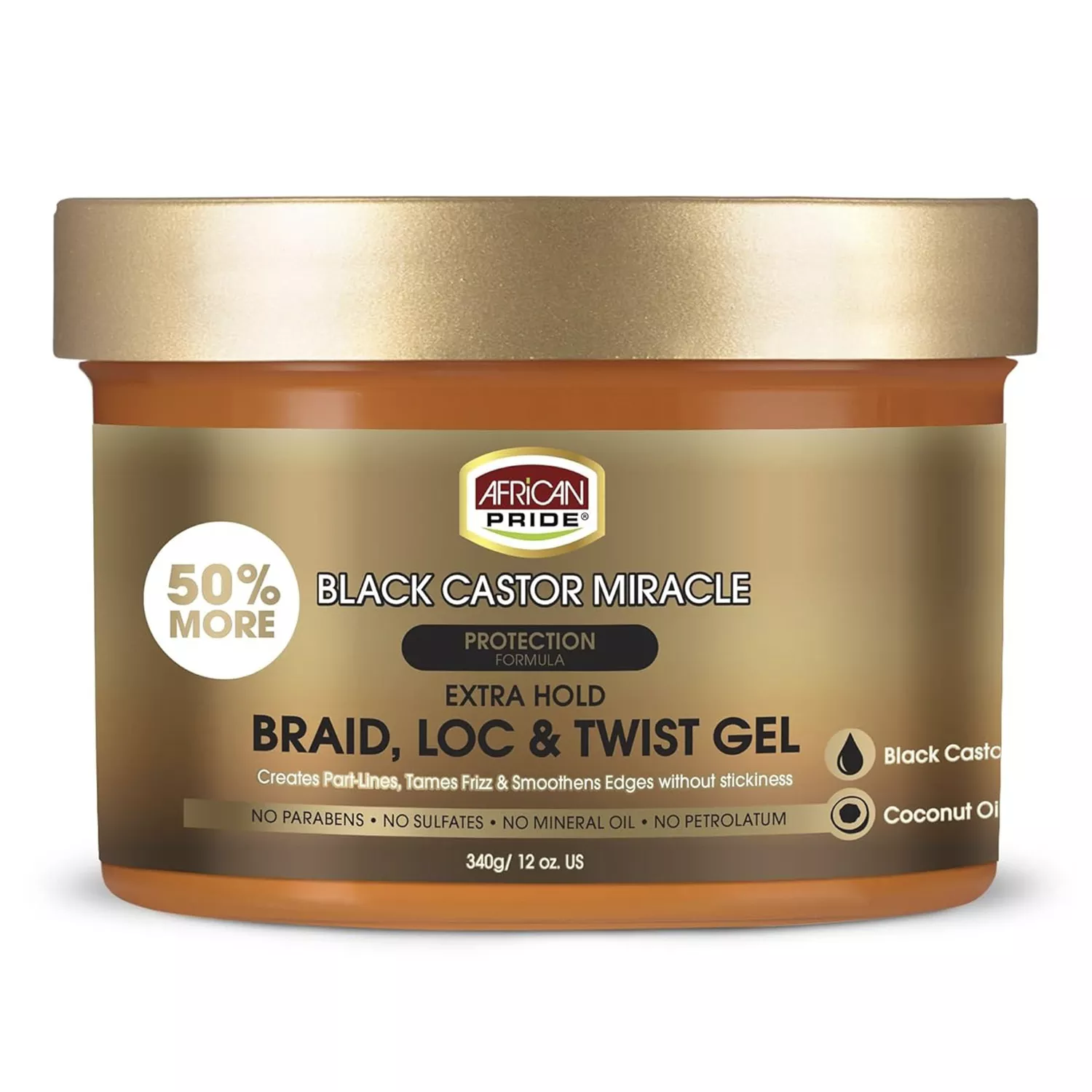 African Pride Black Castor Miracle Extra Hold Braid, Loc, & Twist Gel