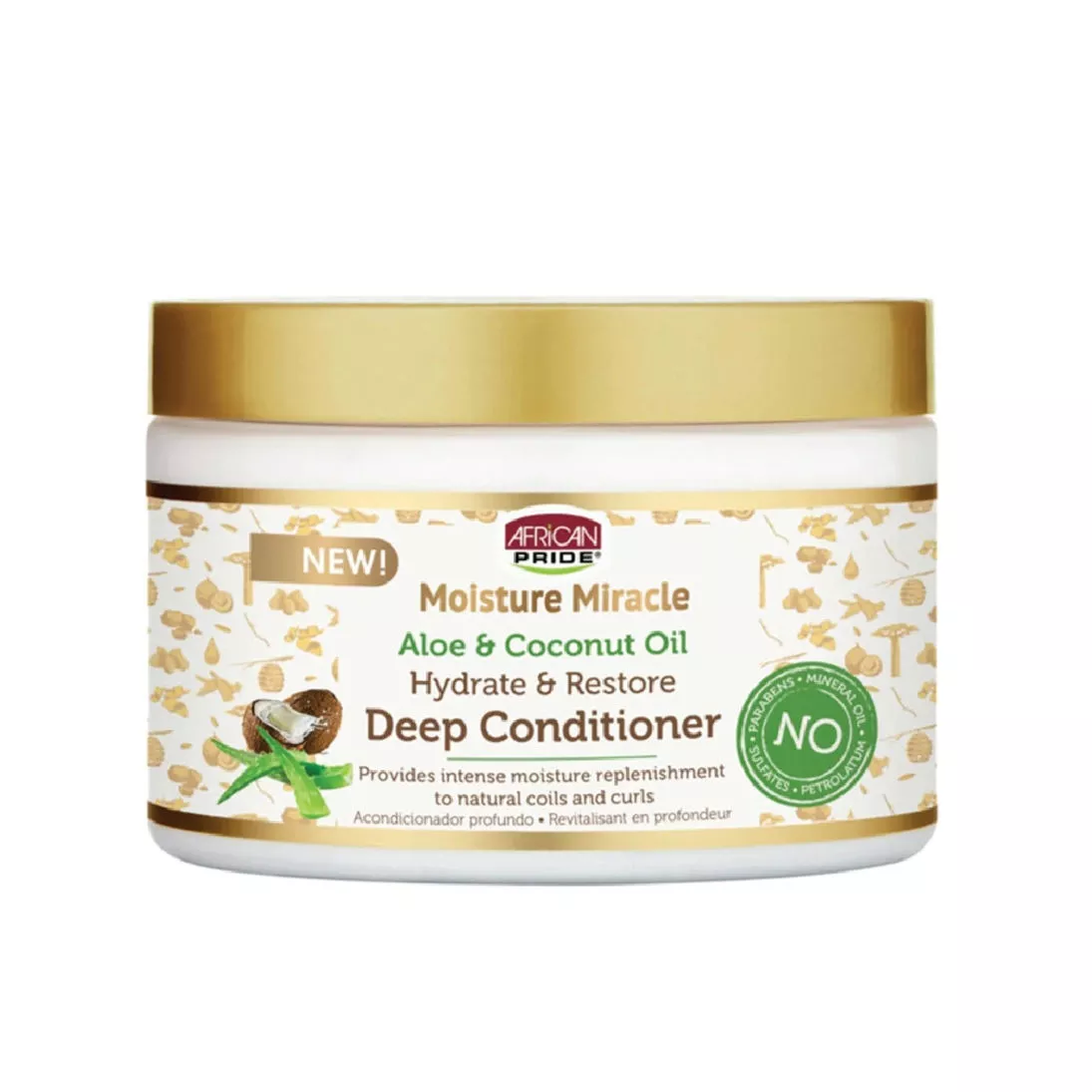 AFRICAN PRIDE MOISTURE MIRACLE ALOE & COCONUT OIL DEEP CONDITIONER 12oz