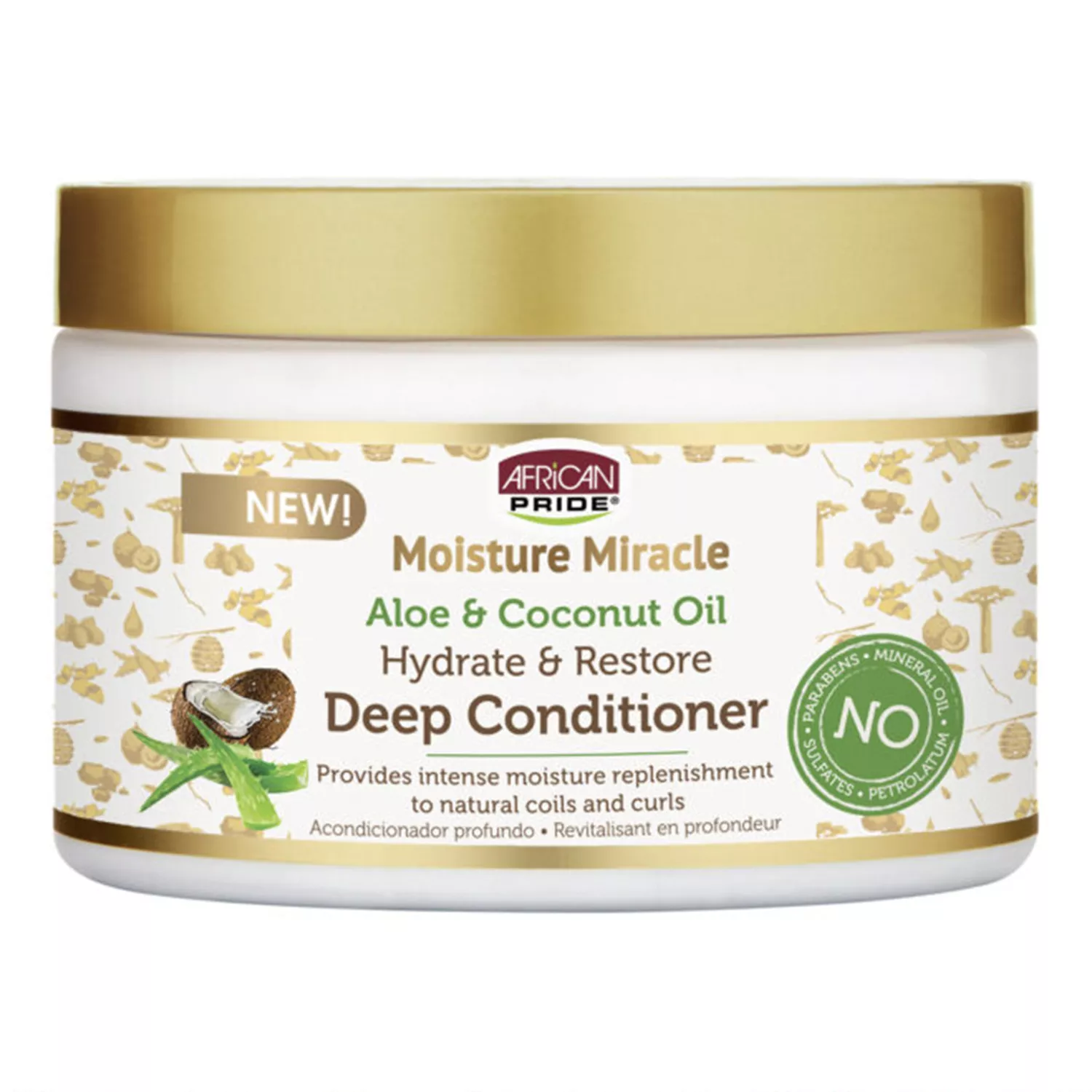 African Pride Moisture Miracle Aloe & Coconut Oil Hydrate & Restore Deep Conditioner 12oz/ 340g