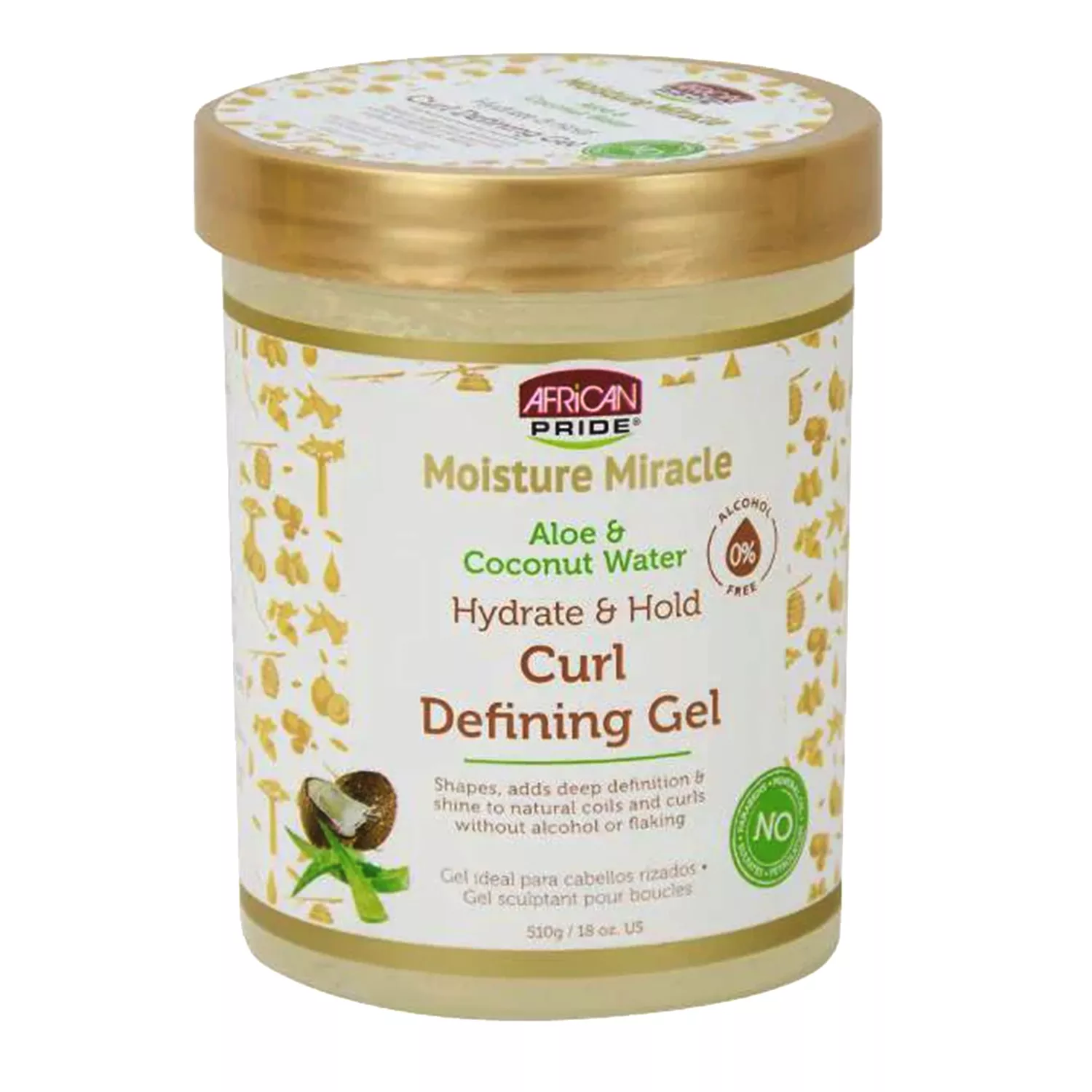 African Pride Moisture Miracle Aloe & Coconut Water Hydrate & Hold Curl Defining Gel 18oz
