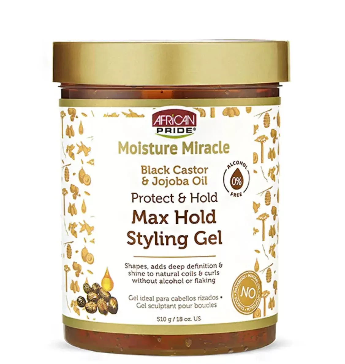African Pride Moisture Miracle Black Castor & Jojoba Oil Max Hold Styling Gel (18 oz)