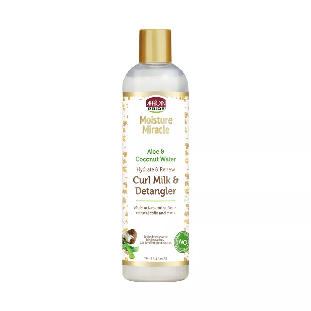 AFRICAN PRIDE MOISTURE MIRACLE CURL MILK & DETANGLER 12oz