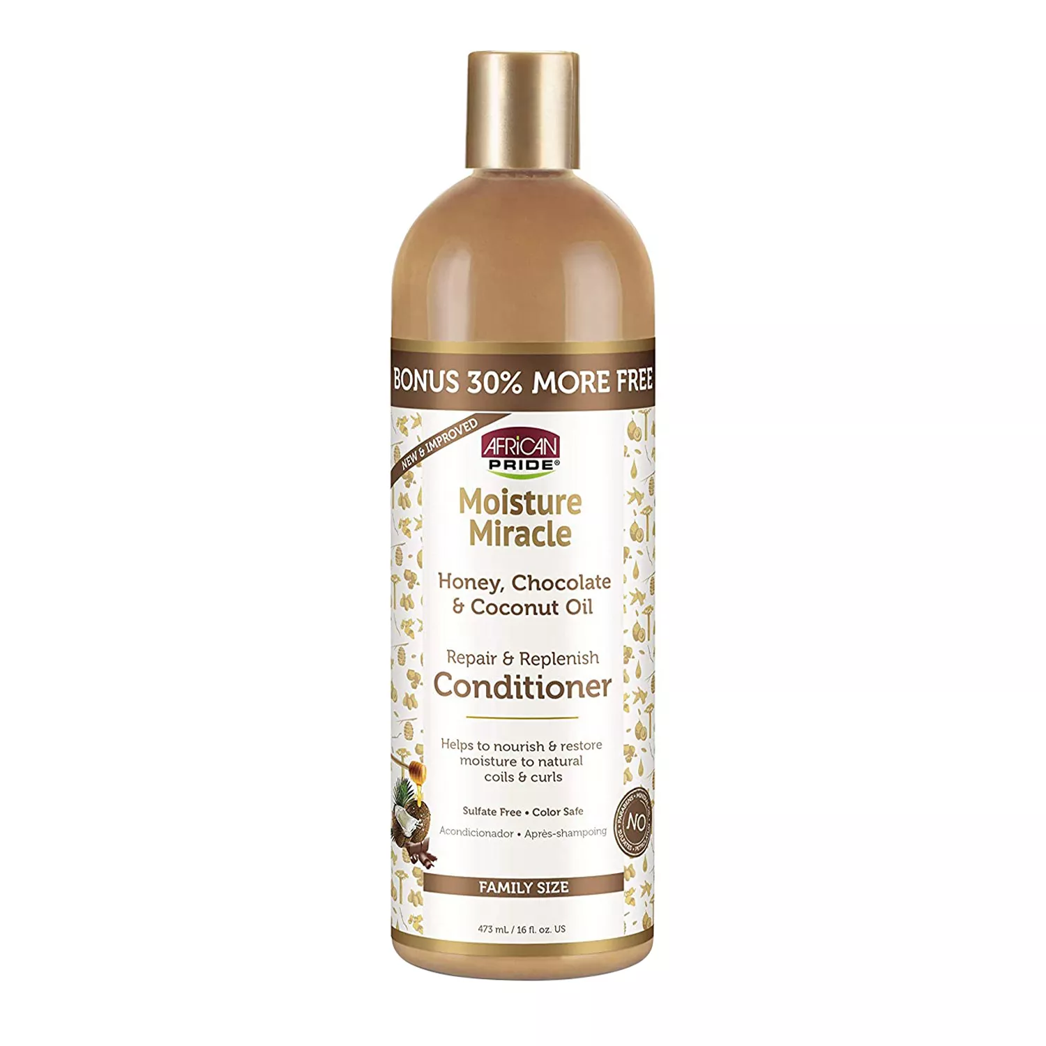 African Pride Moisture Miracle Honey Chocolate & Coconut Oil Repair & Replenish Conditioner 12oz