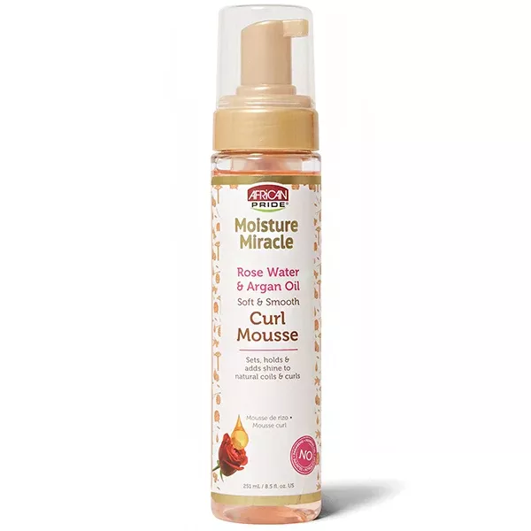 African Pride Moisture Miracle Rose Water & Argan Oil Soft & Smooth Curl Mousse 8.5oz/ 251ml