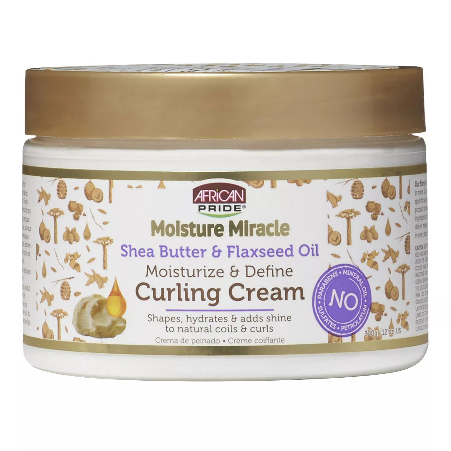 African Pride Moisture Miracle Shea Butter & Flaxseed Oil Moisturize & Define Curling Cream 12oz/ 340g