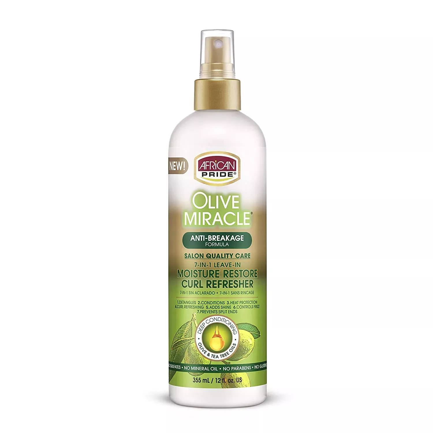 African Pride Olive Miracle 7-IN-1 Leave-In Moisture Restore Hair Curl Refresher