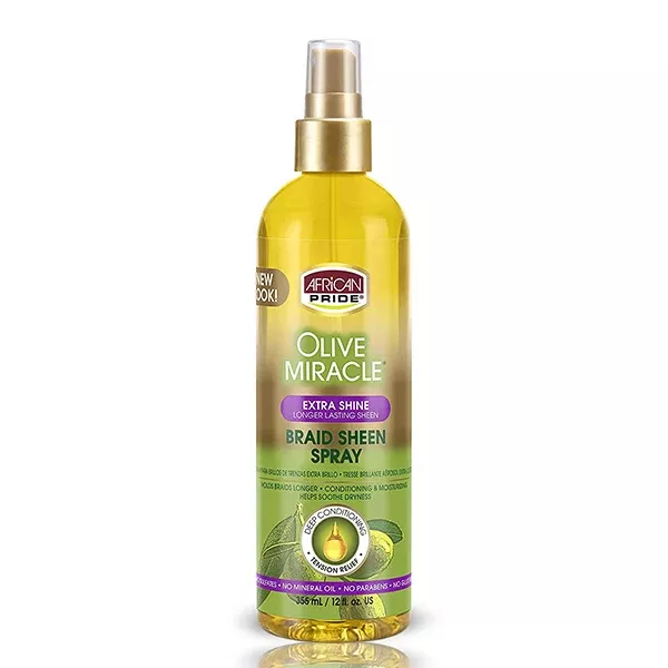 African Pride Olive Miracle Braid Sheen Spray Extra Shine 12oz