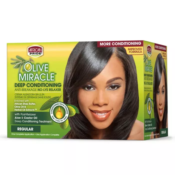African Pride Olive Miracle Deep Conditioning No-Lye Relaxer Creme – REGULA / SUPER