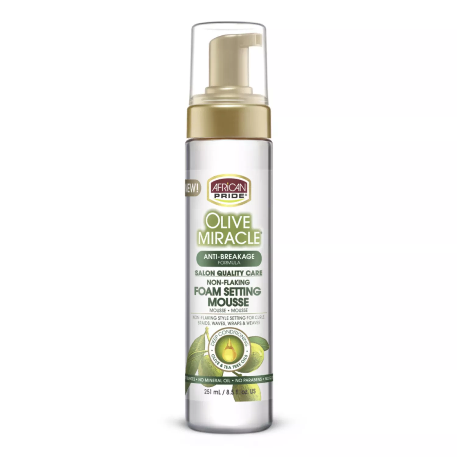 African Pride Olive Miracle Non-Flaking Foam Setting Mousse 8.5oz/ 251ml