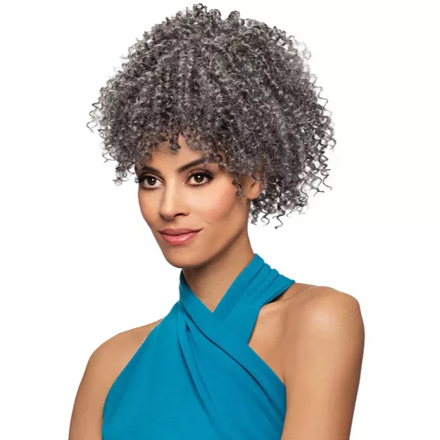 ALICIA FOXY SILVER SYNTHETIC BANG N BUN - DUET 9