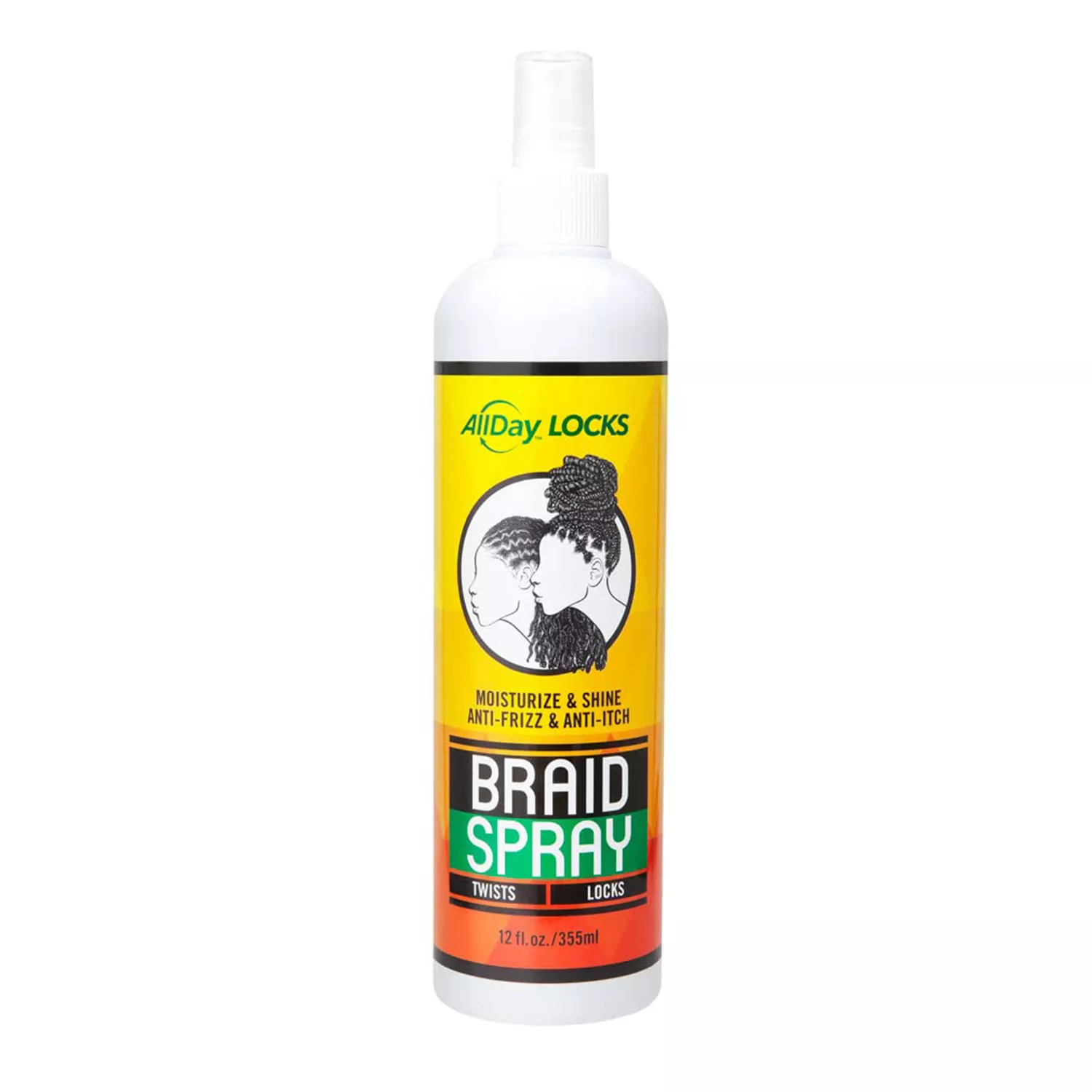 All Day Locks Moisture & Shine Anti-Frizz & Anti-Itch Braid Spray 12oz/ 355ml