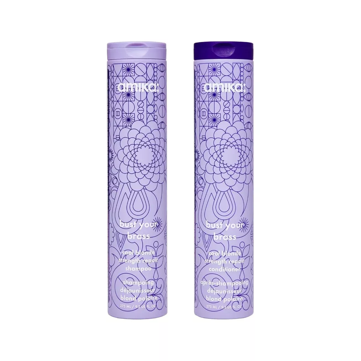 Amika Bust Your Brass Cool Blonde Repair Shampoo and Conditioner Duo