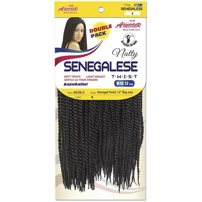 Amour Natty Crochet Braids – SENEGALESE TWIST BIG 12″ (Double Pack)
