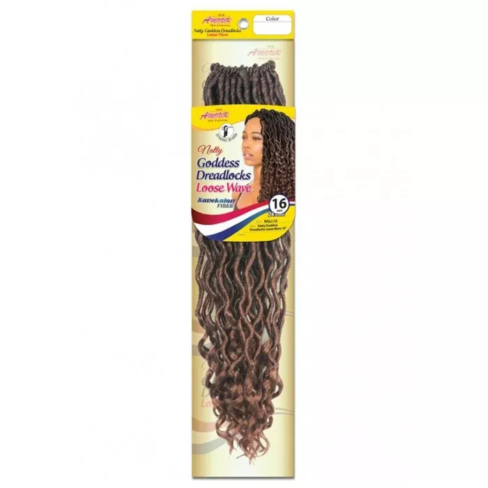 Amour Natty Pre-Looped Crochet Braids – GODDESS DREADLOCKS LOOSE WAVE 16″