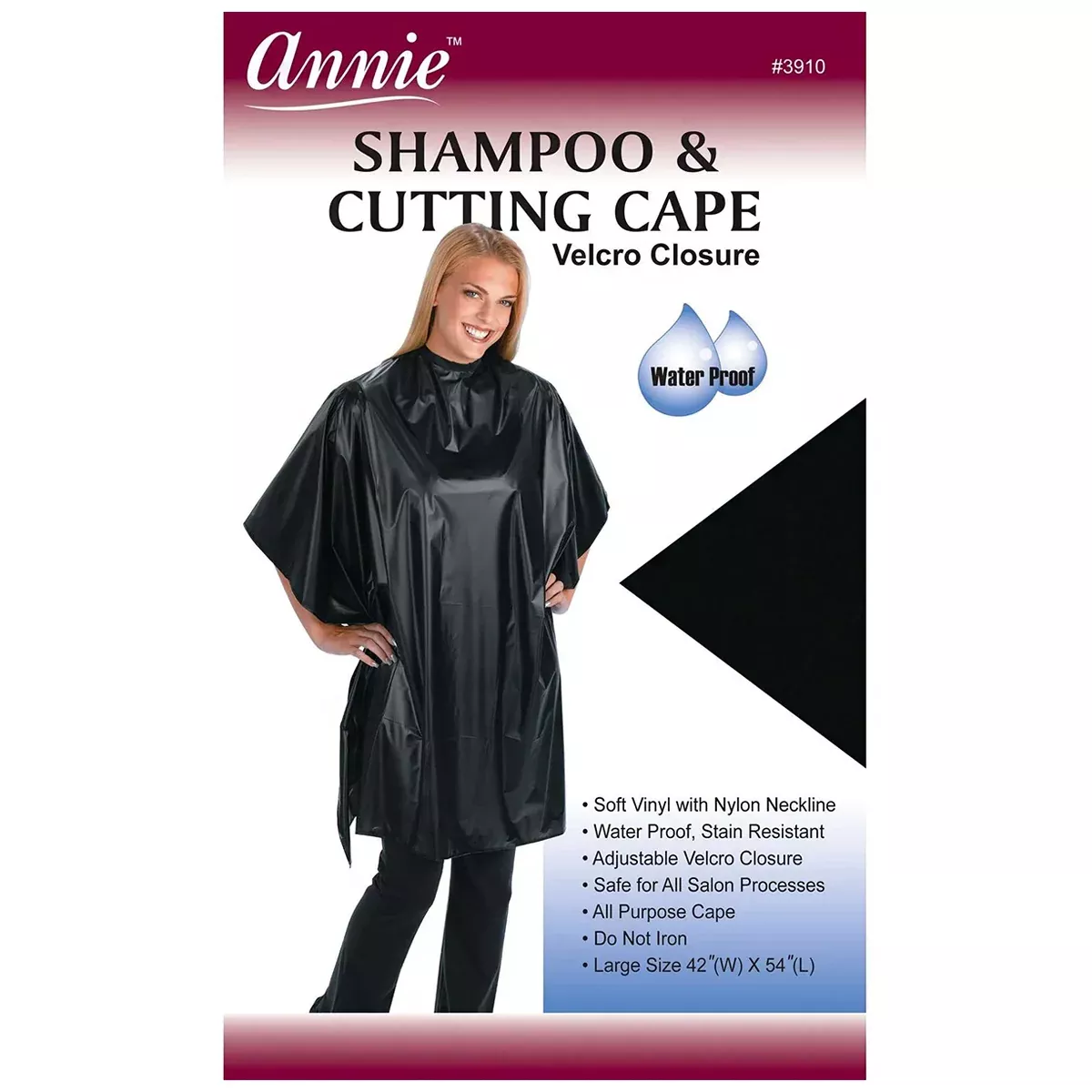 Annie #3910 Shampoo & Cutting Cape - Large Size 42"x 54" - Burgundy