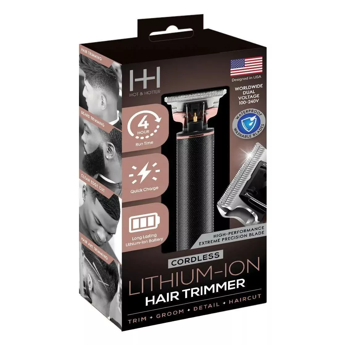 Annie Hot & Hotter Cordless Lithium-Iron Hair Trimmer Black & Rose