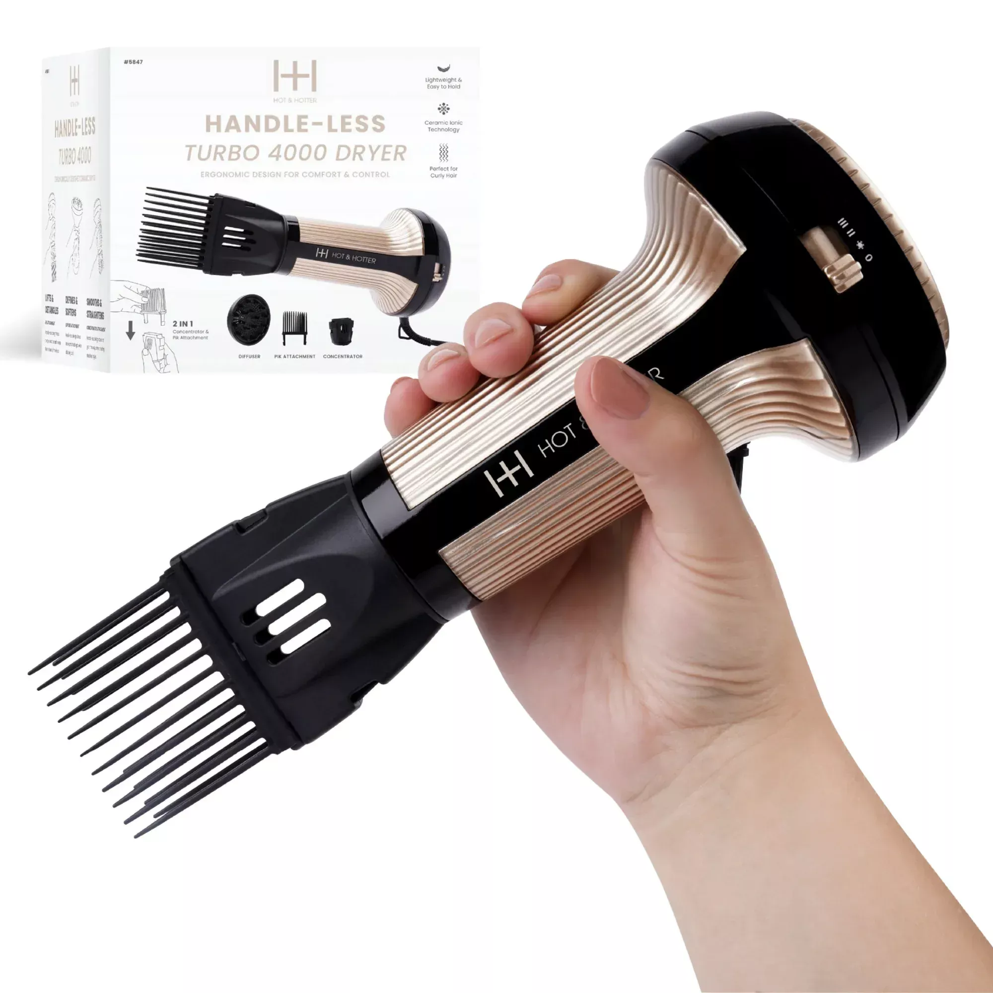 Annie Hot & Hotter Turbo 4000 Ceramic Handless Hair Dryer (Gold)