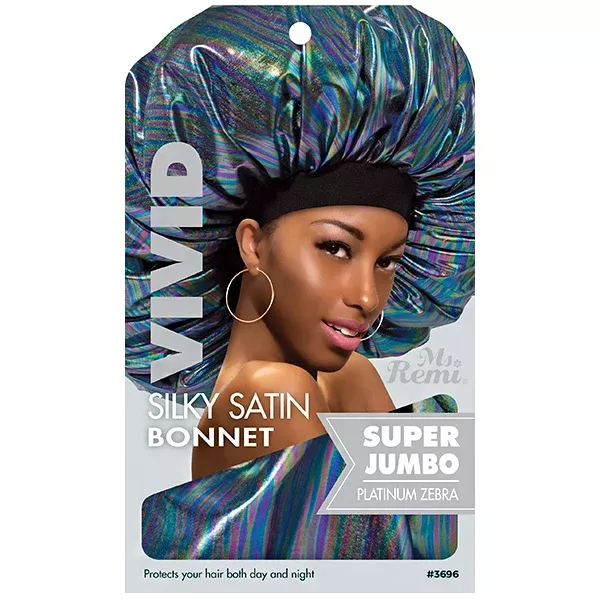 Annie Ms. Remi #3696 Vivid Silky Satin Bonnet Super Jumbo- Platinum Zebra