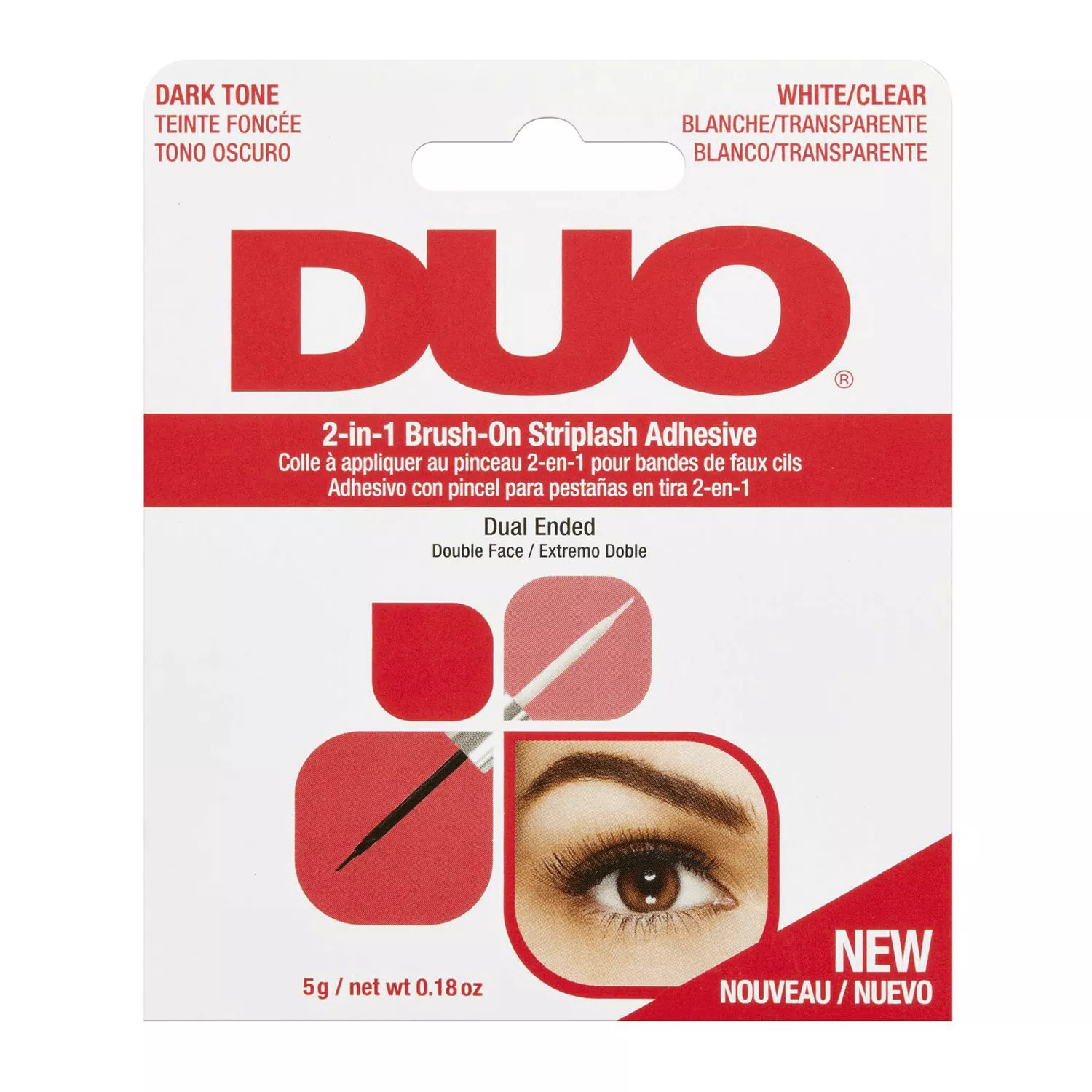 Ardell Duo 2 In 1 Brush-On Striplash Adhesive White/Clear & Dark 0.18oz/ 5g