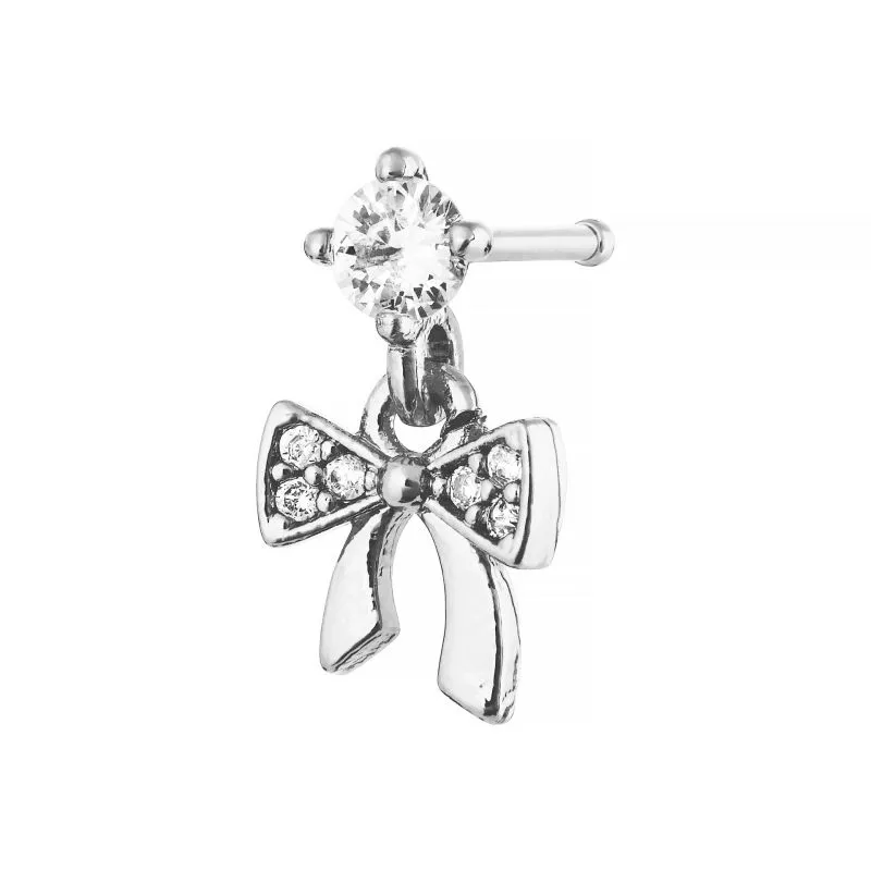 ARRIA INDIVIDUAL PACK NOSE BONE DANGLE BOW - GOLD /WHITE GOLD