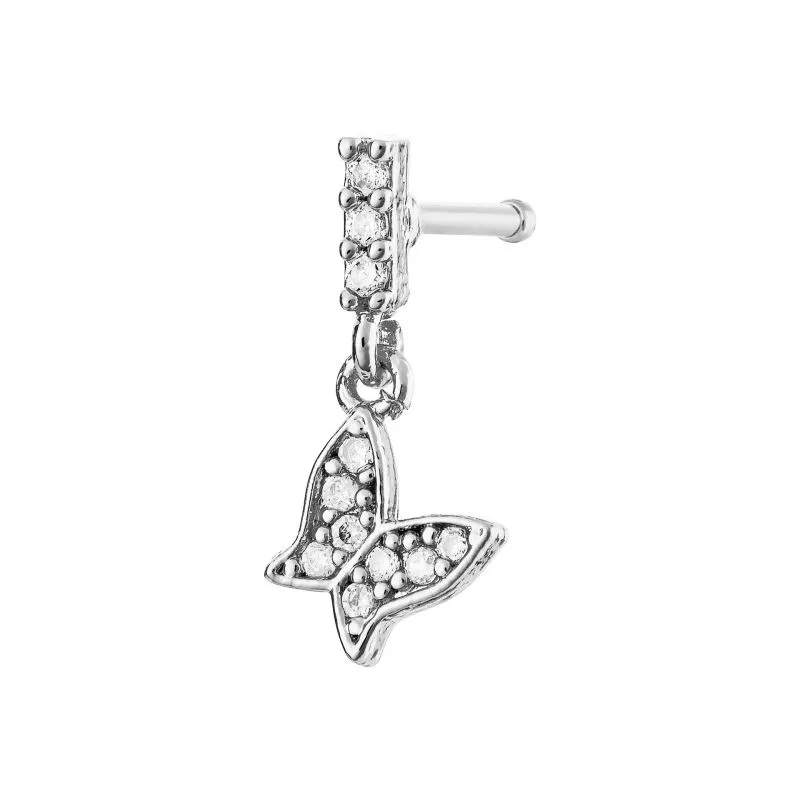 ARRIA INDIVIDUAL PACK NOSE BONE DANGLE BUTTERFLY - GOLD /WHITE GOLD