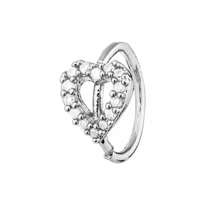 ARRIA INDIVIDUAL PACK NOSE HOOP HOLLOW HEART - GOLD /WHITE GOLD