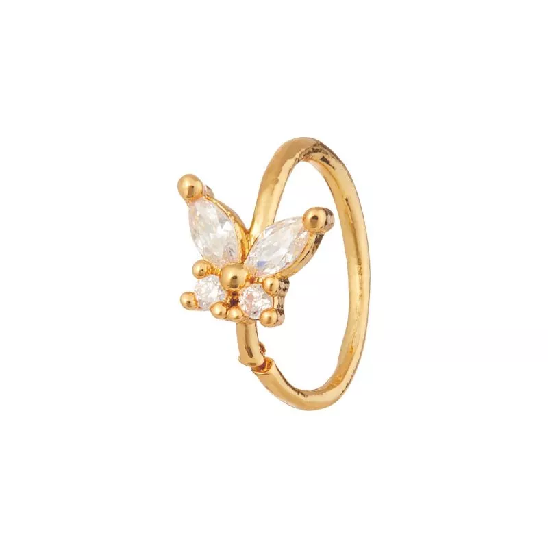 ARRIA INDIVIDUAL PACK NOSE HOOP MINI BUTTERFLY - GOLD /WHITE GOLD
