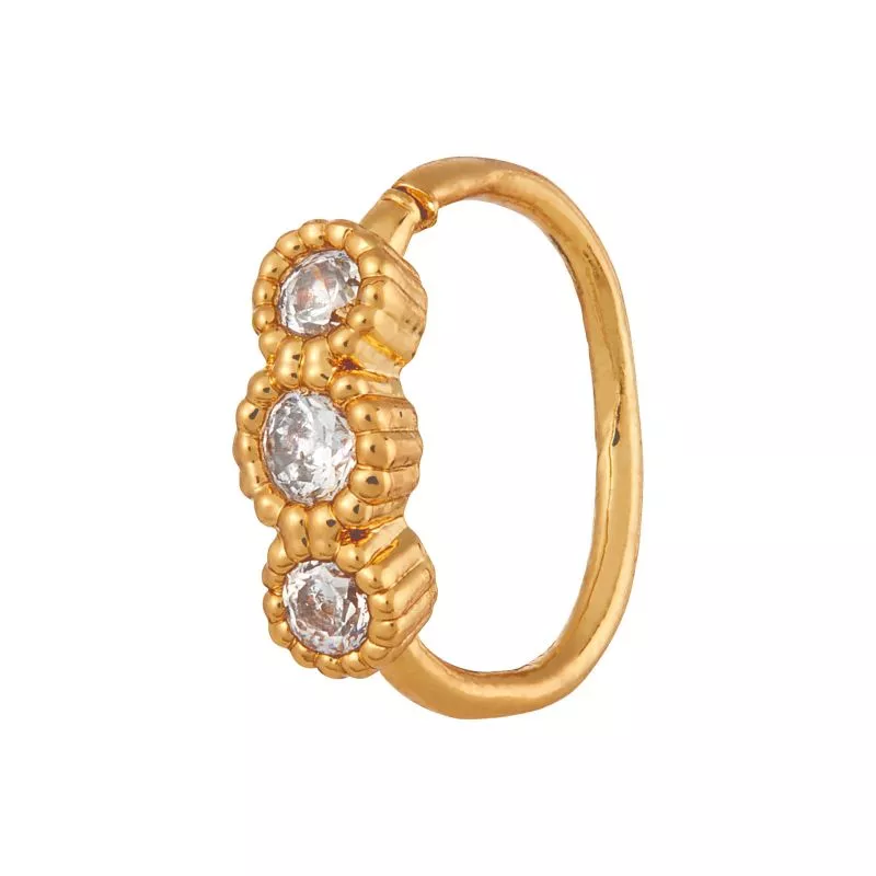 ARRIA INDIVIDUAL PACK NOSE HOOP TRIPLE LINEAR - GOLD /WHITE GOLD