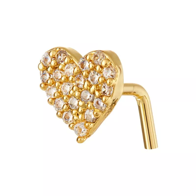 ARRIA INDIVIDUAL PACK NOSE LPIN HEART - GOLD /WHITE GOLD