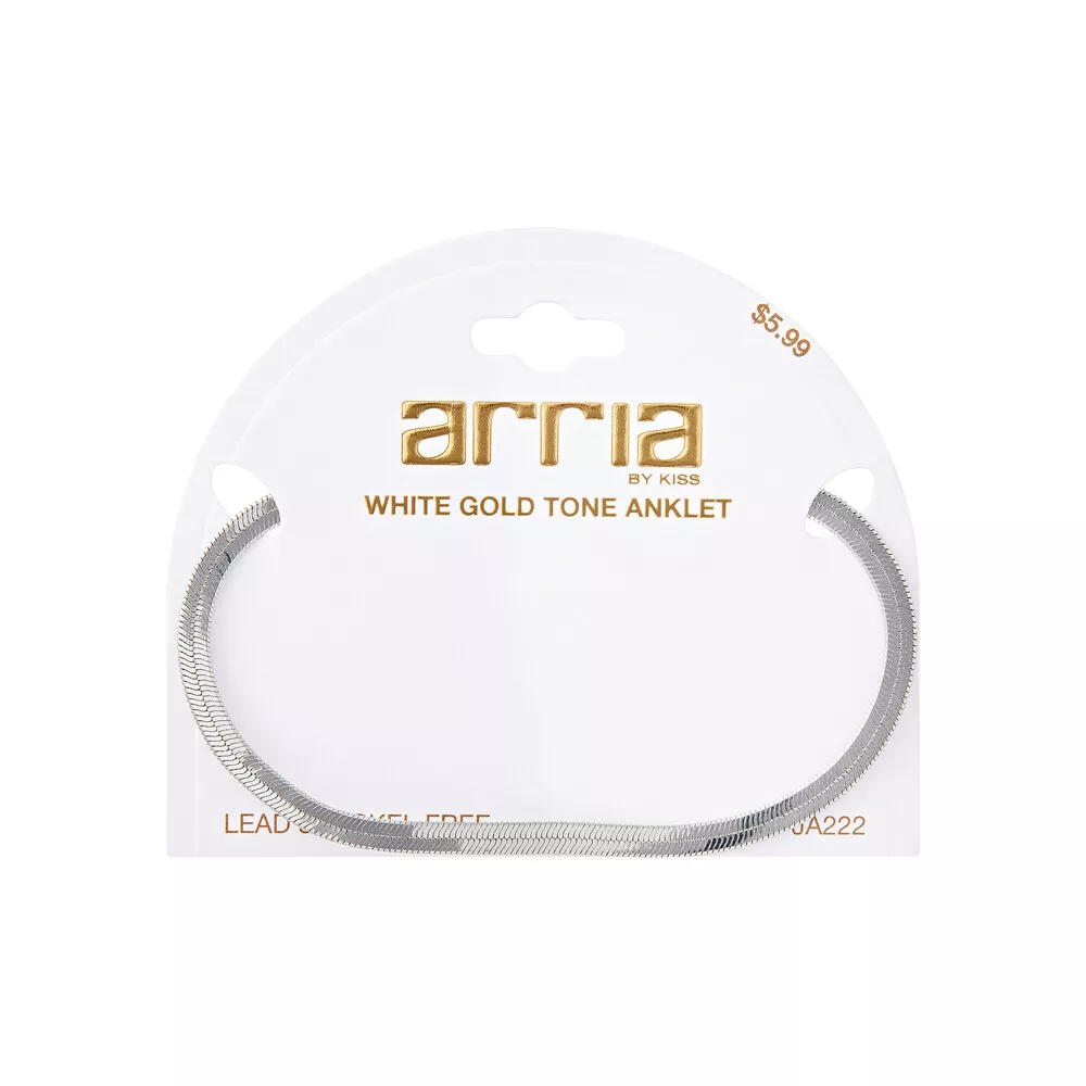 ARRIA PREMIUM WHITE GOLD TONE 4MM SNAKE CHAIN ANKLET - JA221