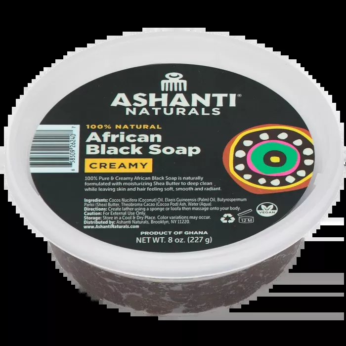 ASHANTI 100%PURE & CREAMY BLACK SOAP 8 oz