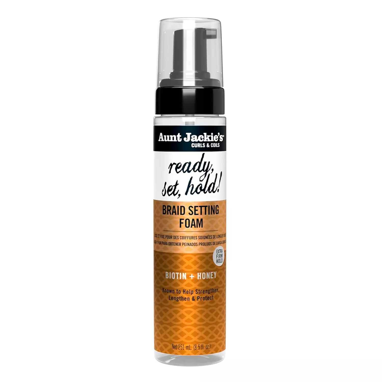 Aunt Jackie's Biotin + Honey Ready, Set, Hold Braid Setting Foam 8.5oz/ 251ml