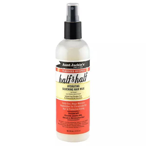 Aunt Jackie's Curls & Coils Flaxseed Recipes Half & Half Hydrating Silkening Hair Milk 12oz