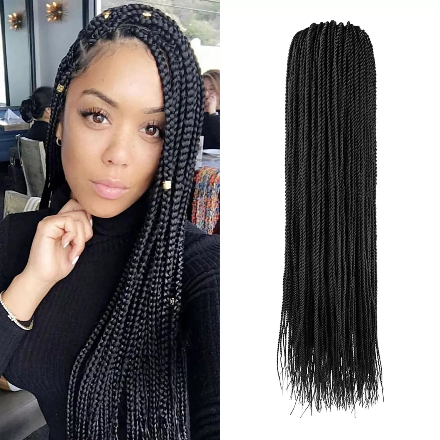 Authentic Synthetic Hair Crochet Braid Pre-Stretched Loop Senegalese Twist Braid 38"
