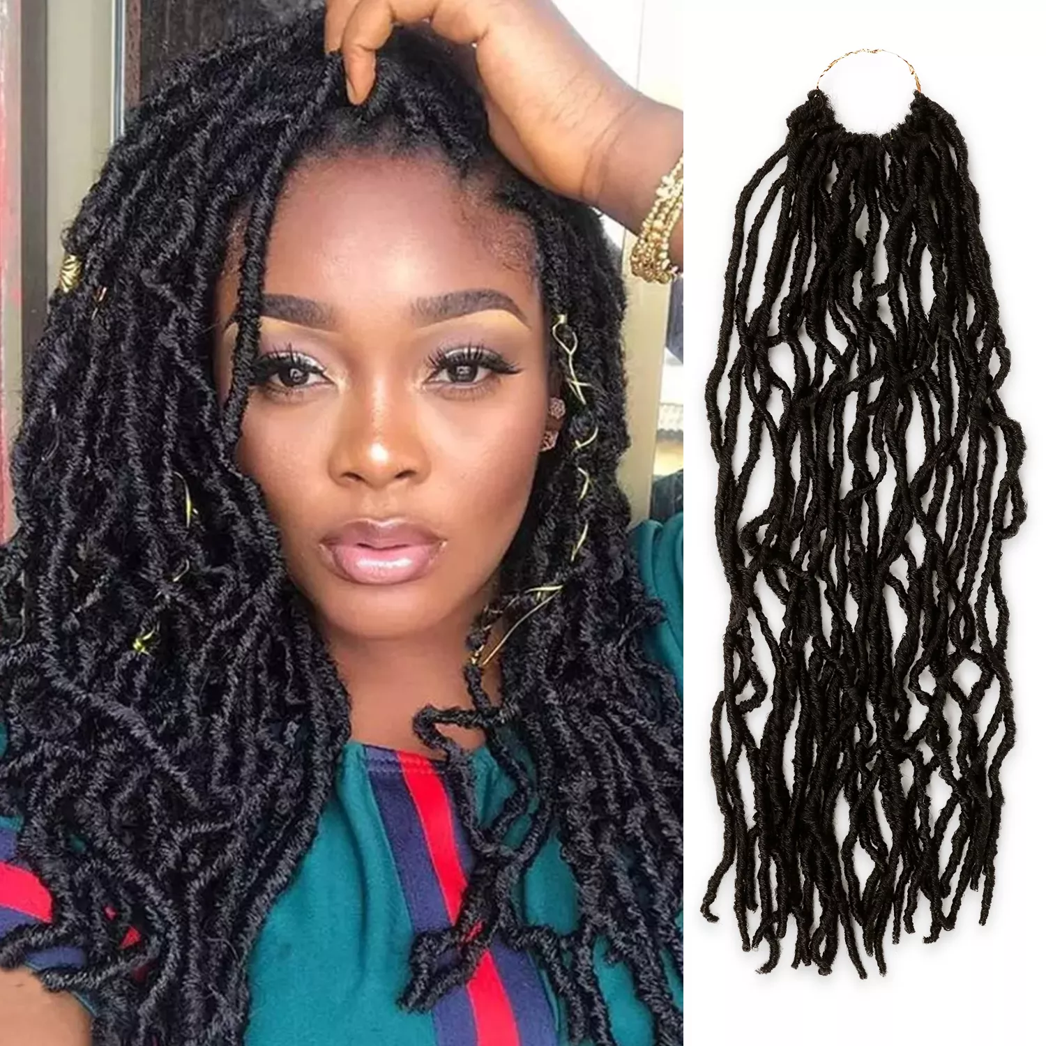 Authentic Synthetic Hair Crochet Braids Distressed Locs 22"