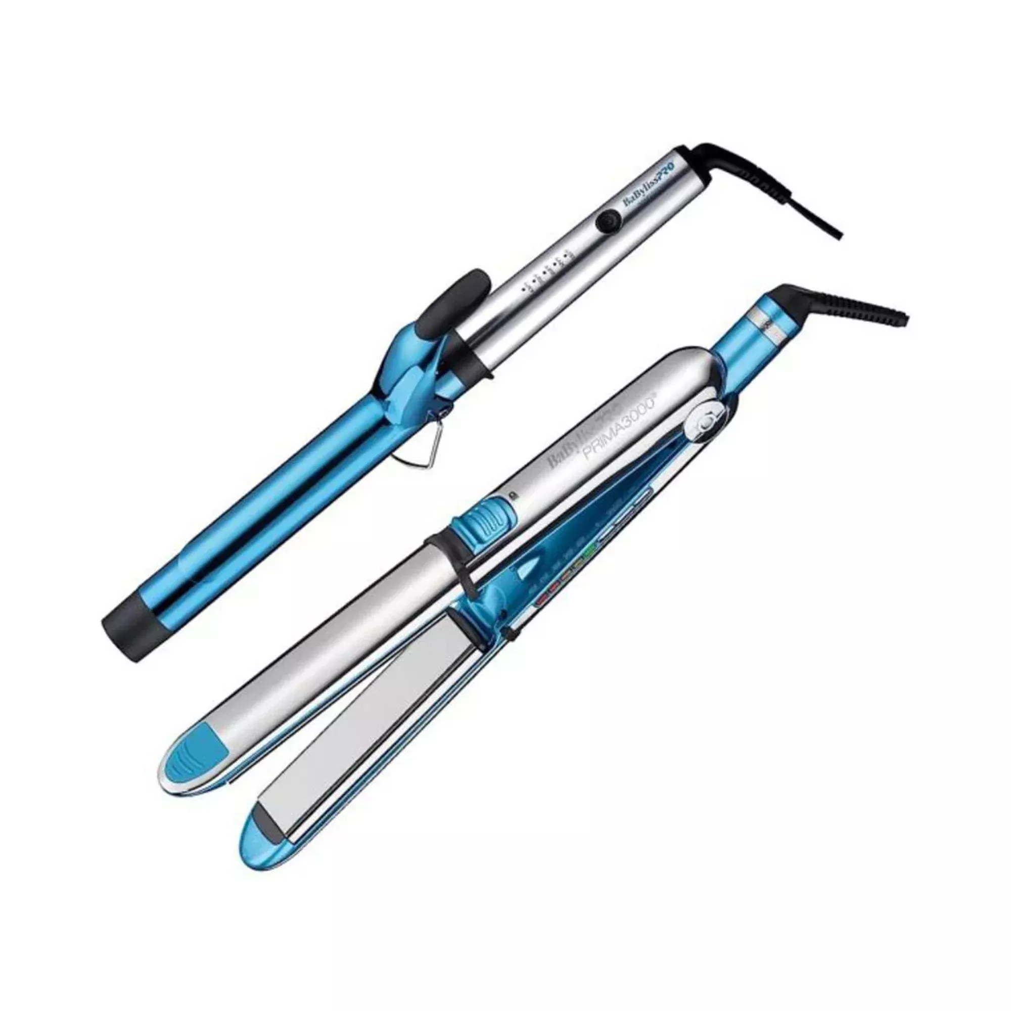 BabylissPRO Nano Titanium 1.25" Extended-Barrel Curling Iron & 1.25" Prima3000 Styling Iron Set - Item No. BNTPP54MB