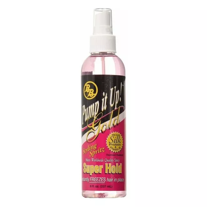 BB PUMP IT UP! GOLD STYLING SPRITZ - SUPER HOLD 8oz