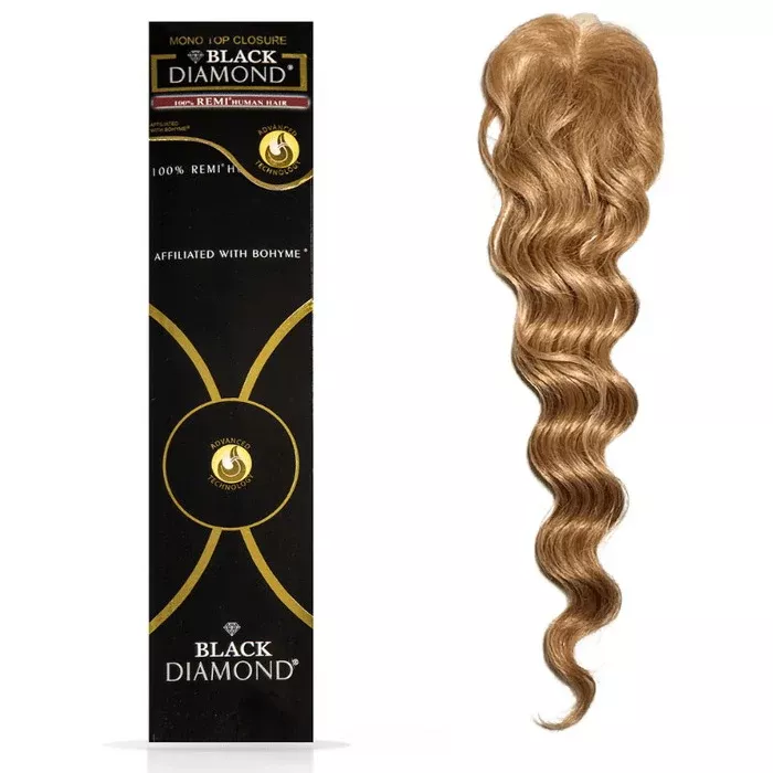 Black Diamond 100% Remi Human Hair Mono Top Closure – CURLY 12″