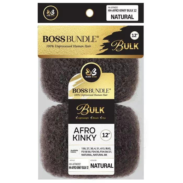Bobbi Boss Bundle 100% Unprocessed Human Hair Braids Bulk – AFRO KINKY 12/16″