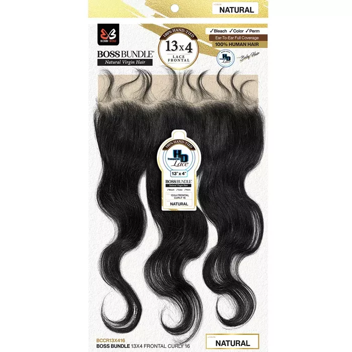 Bobbi Boss Bundle 100% Virgin Human Hair 13X4 HD Lace Curly Closure 16