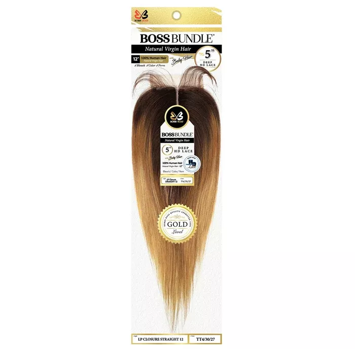 Bobbi Boss Bundle Human 5" Deep Lace Part Closure - STRAIGHT 12