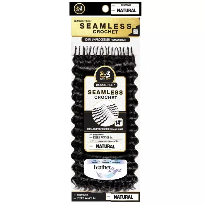 Bobbi Boss Bundle Seamless 100% Unprocessed Human Hair Feather Crochet Braids – DEEP WAVE 10/14/18″