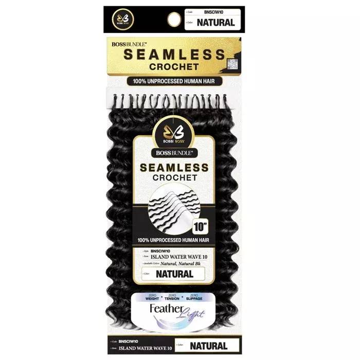 Bobbi Boss Bundle Seamless 100% Unprocessed Human Hair Feather Crochet Braids – ISLAND WATER 10/14/18″