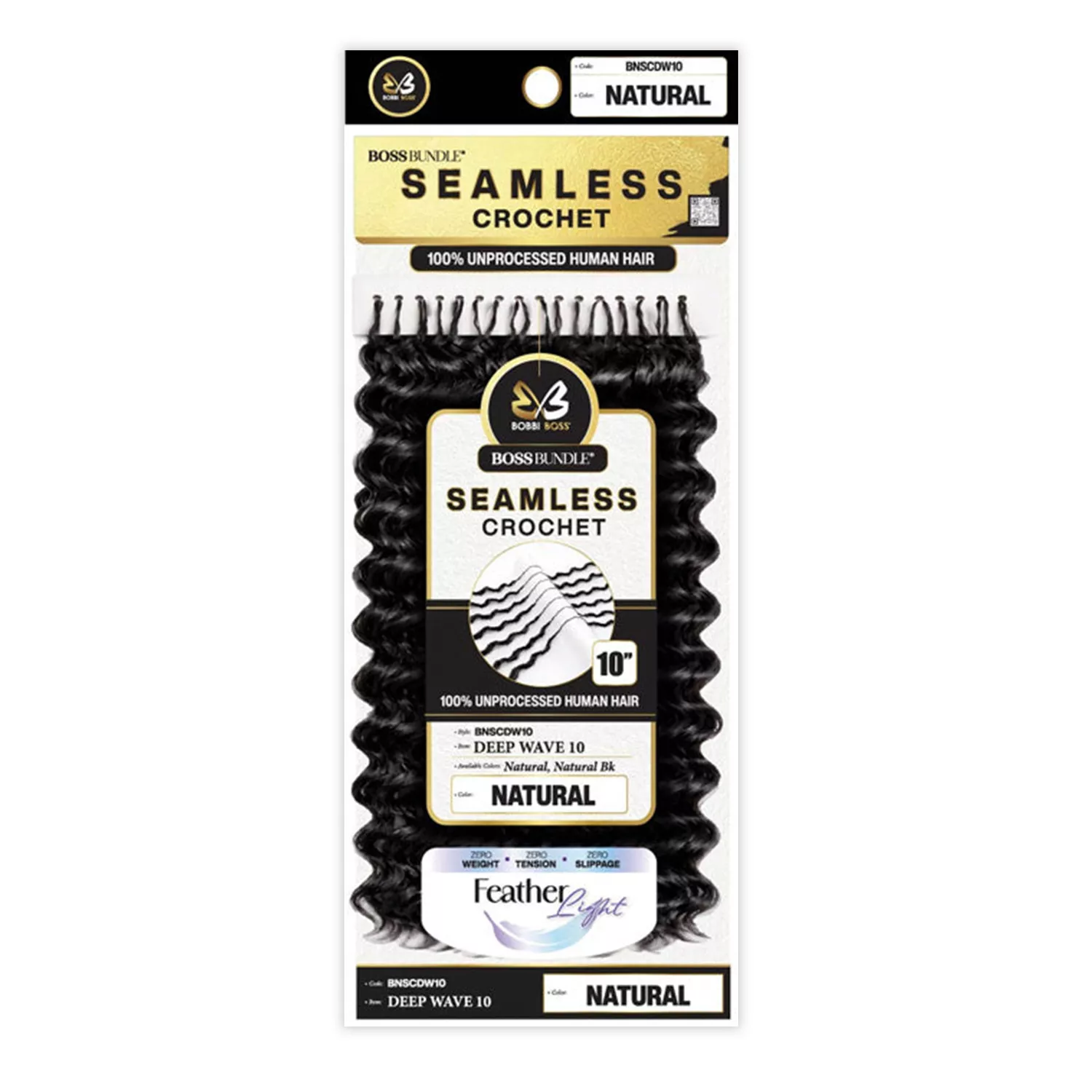 Bobbi Boss Bundle Unprocessed Human Hair Braids Seamless Feather Crochet Deep Wave (10"-18")
