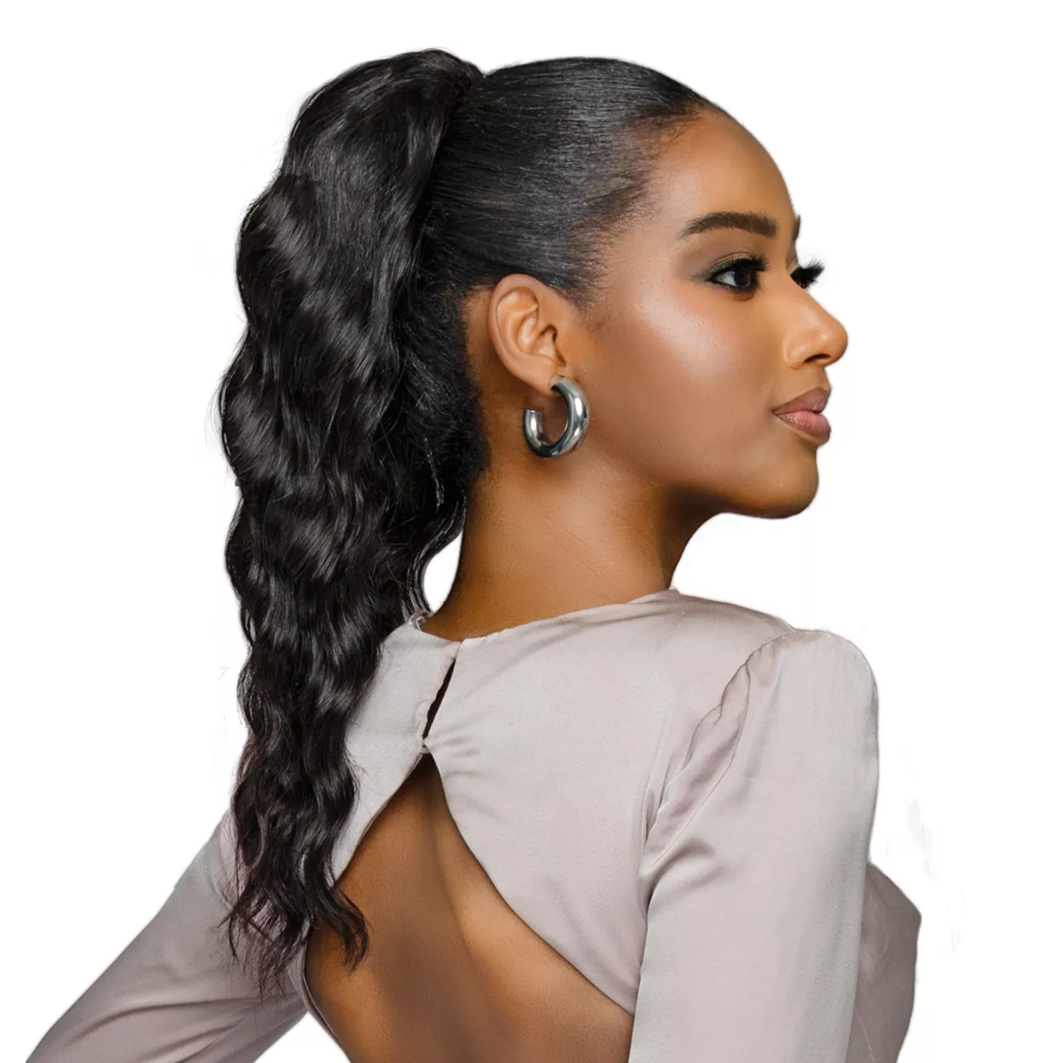 Bobbi Boss Bundle Unprocessed Human Hair Drawstring Ponytail Loose Deep 18"