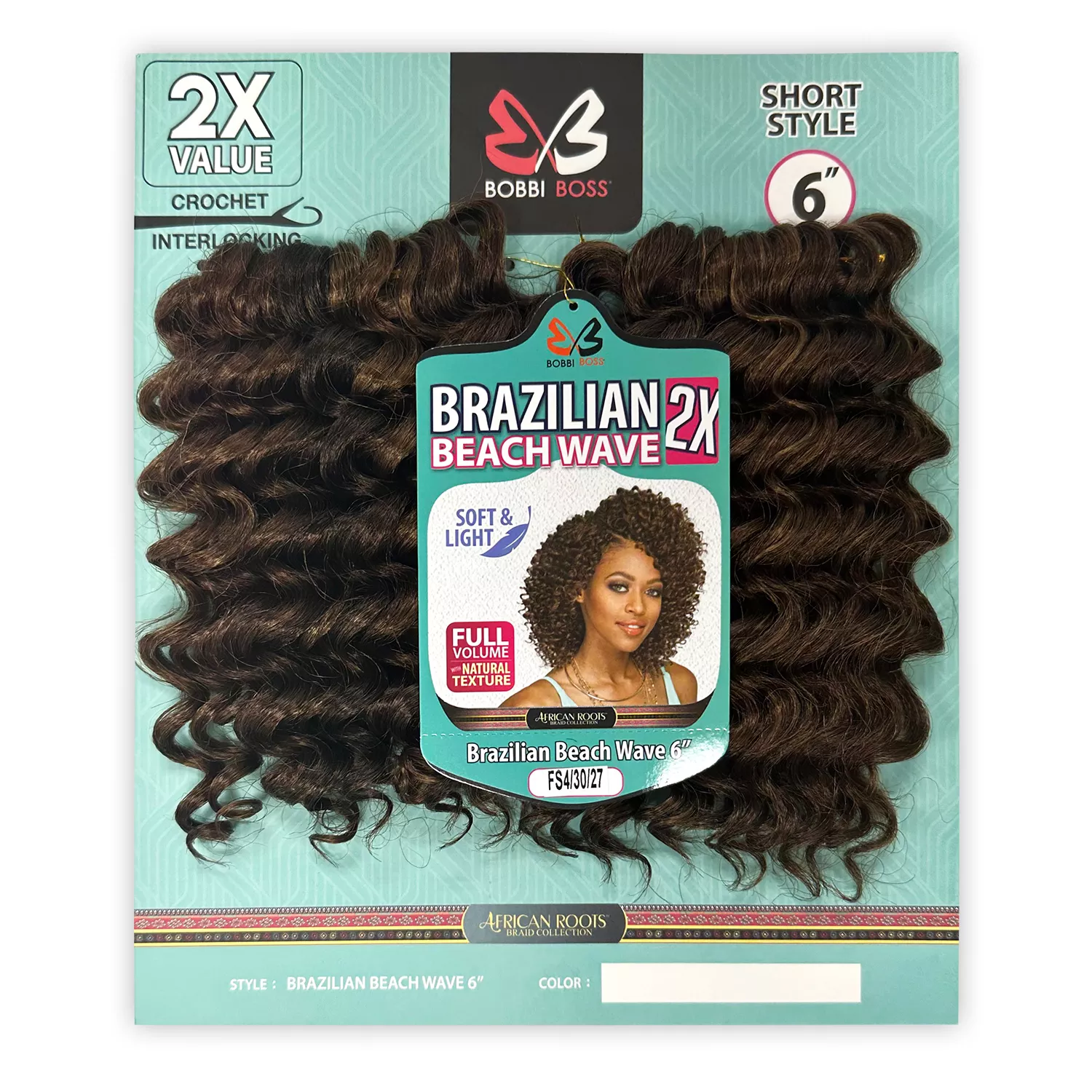 Bobbi Boss Crochet Braids 2X Brazilian Beach Wave 6"